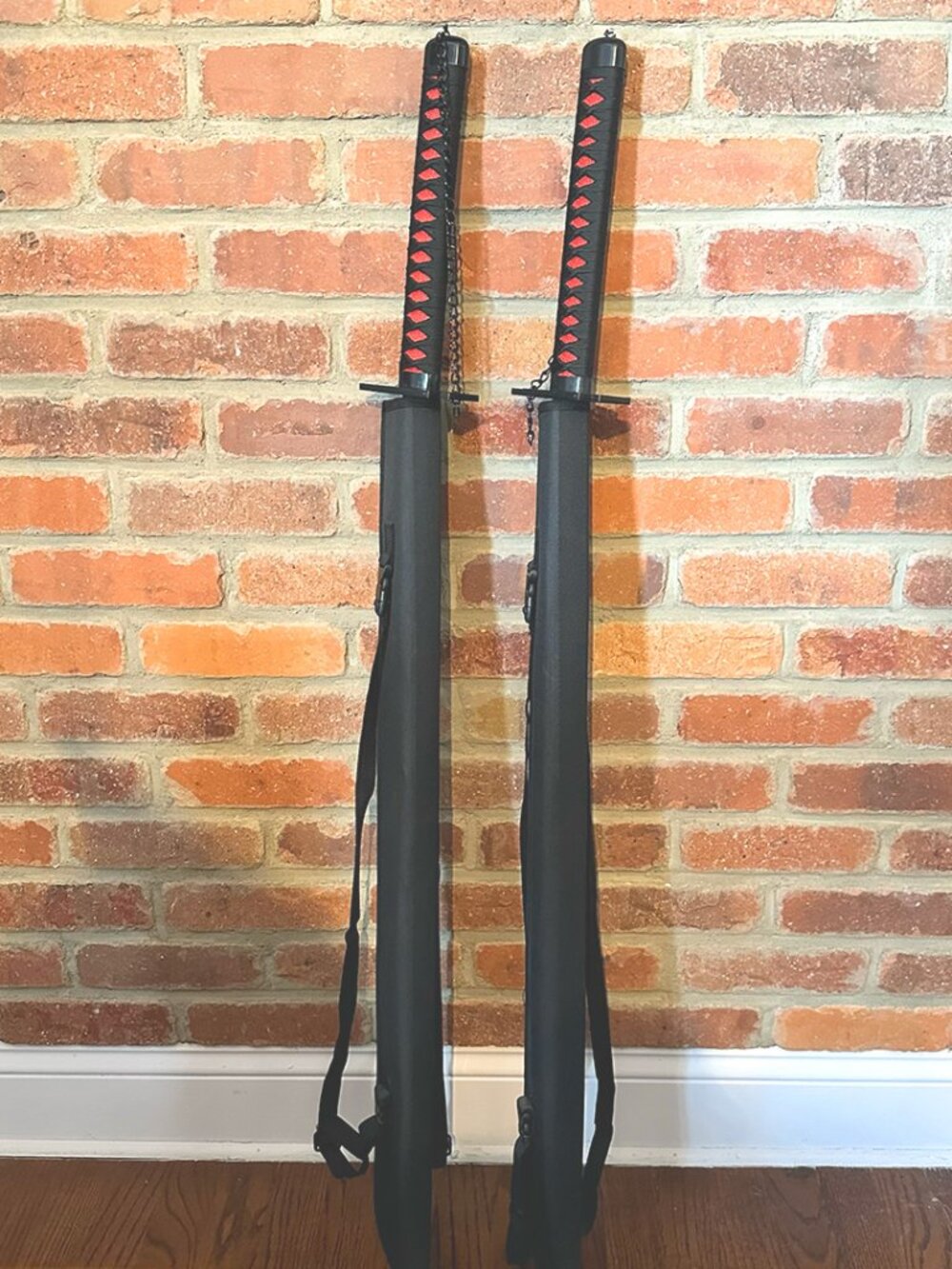Dual Cosplay Katana Swords and Nylon Carrying Cases with Adjustable Straps